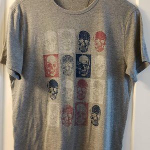 Men's John Varvatos ⭐ USA Grey T-Shirt Skull Graphic *RARE*  - EUC